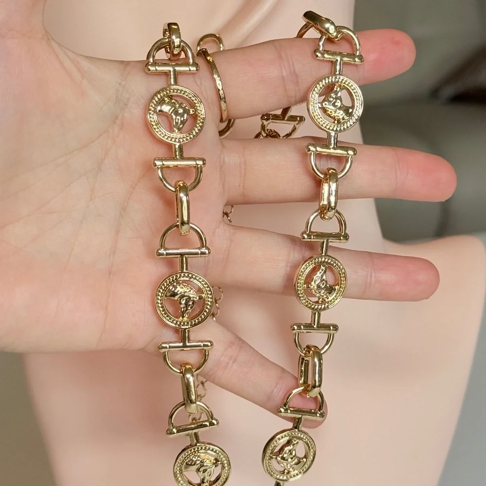Gold Medallion Link Necklace - Women Jewelry